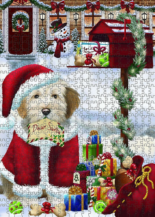 Mailbox Happy Holidays Tibetan Terrier Dog Christmas Puzzle with Photo Tin PUZL903