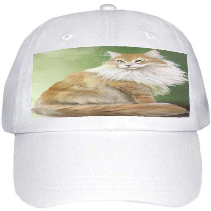 Maine Coon Cat Ball Hat Cap Off White