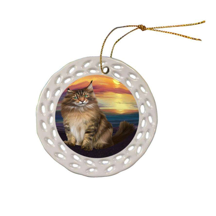 Maine Coon Cat Ceramic Doily Ornament DPOR51758