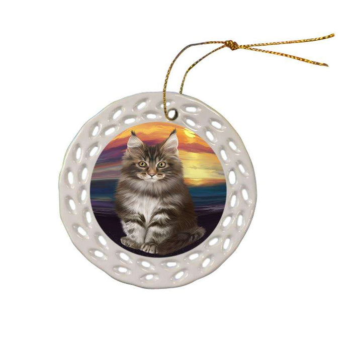 Maine Coon Cat Ceramic Doily Ornament DPOR51760