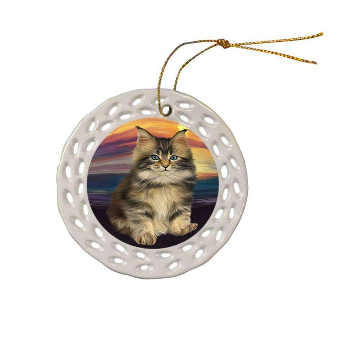 Maine Coon Cat Ceramic Doily Ornament DPOR51761