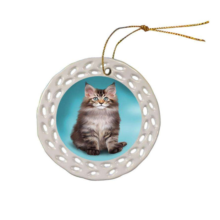 Maine Coon Cat Ceramic Doily Ornament DPOR51763