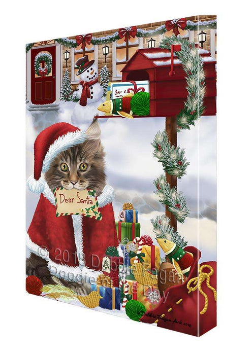 Maine Coon Cat Dear Santa Letter Christmas Holiday Mailbox Canvas Print Wall Art Décor CVS99746