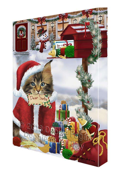 Maine Coon Cat Dear Santa Letter Christmas Holiday Mailbox Canvas Print Wall Art Décor CVS99755