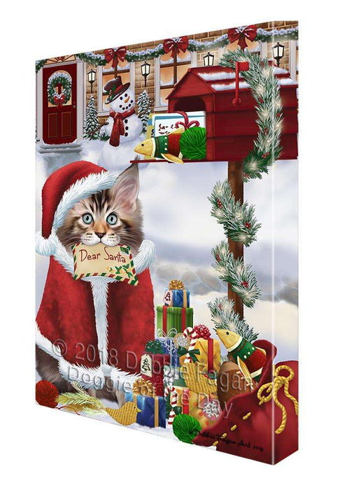 Maine Coon Cat Dear Santa Letter Christmas Holiday Mailbox Canvas Print Wall Art Décor CVS99764