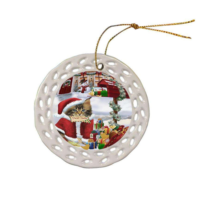 Maine Coon Cat Dear Santa Letter Christmas Holiday Mailbox Ceramic Doily Ornament DPOR53545