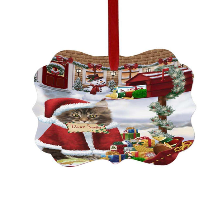 Maine Coon Cat Dear Santa Letter Christmas Holiday Mailbox Double-Sided Photo Benelux Christmas Ornament LOR49059