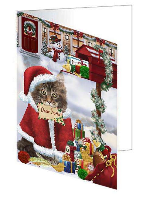Maine Coon Cat Dear Santa Letter Christmas Holiday Mailbox Handmade Artwork Assorted Pets Greeting Cards and Note Cards with Envelopes for All Occasions and Holiday Seasons GCD64661