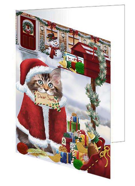 Maine Coon Cat Dear Santa Letter Christmas Holiday Mailbox Handmade Artwork Assorted Pets Greeting Cards and Note Cards with Envelopes for All Occasions and Holiday Seasons GCD64667