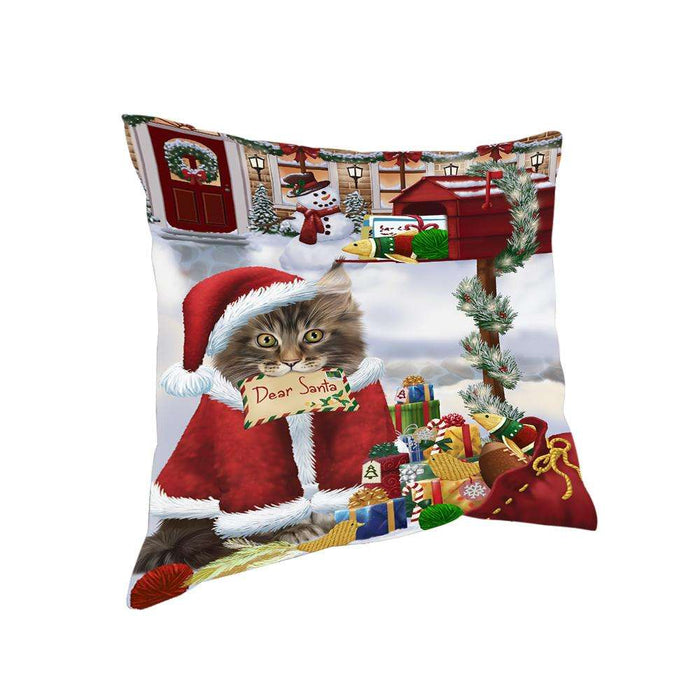 Maine Coon Cat Dear Santa Letter Christmas Holiday Mailbox Pillow PIL70800