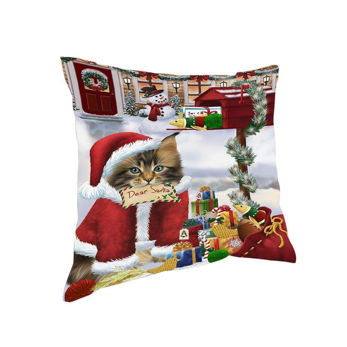 Maine Coon Cat Dear Santa Letter Christmas Holiday Mailbox Pillow PIL70804