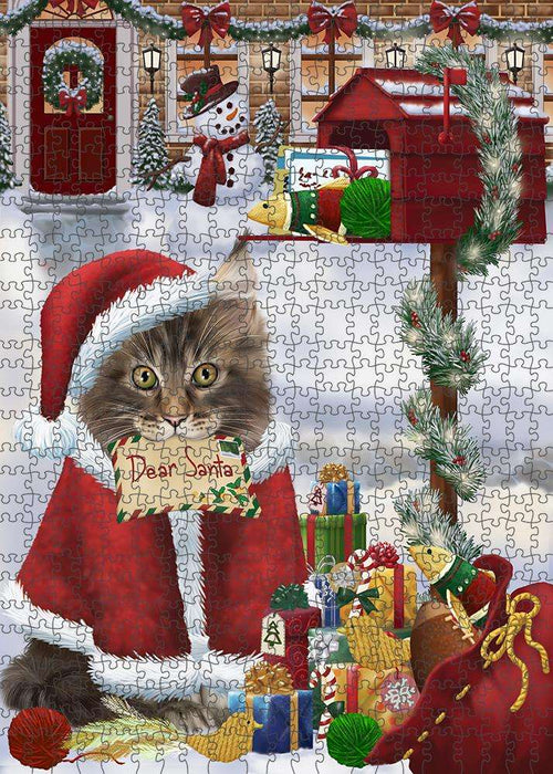 Maine Coon Cat Dear Santa Letter Christmas Holiday Mailbox Puzzle with Photo Tin PUZL81332