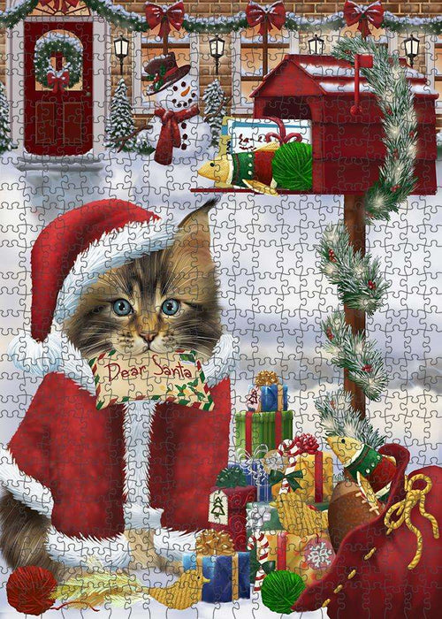 Maine Coon Cat Dear Santa Letter Christmas Holiday Mailbox Puzzle with Photo Tin PUZL81336