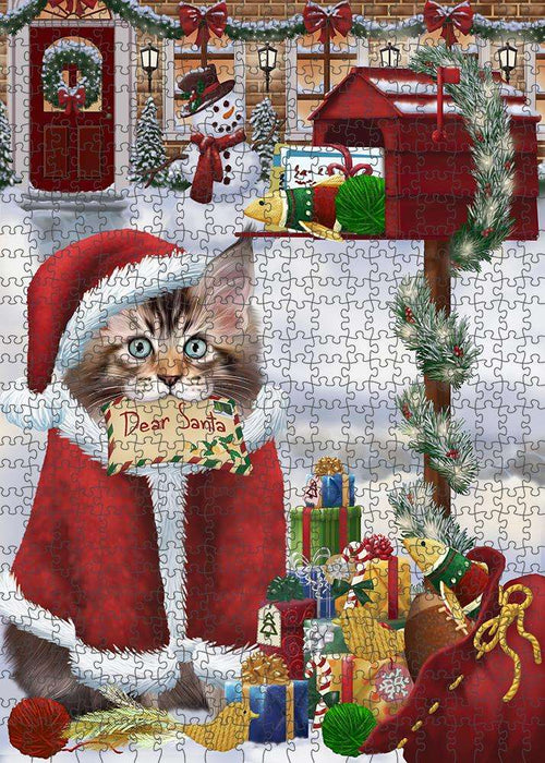 Maine Coon Cat Dear Santa Letter Christmas Holiday Mailbox Puzzle with Photo Tin PUZL81340