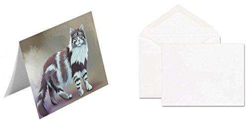 Maine Coon Cat Handmade Artwork Assorted Pets Greeting Cards and Note Cards with Envelopes for All Occasions and Holiday Seasons