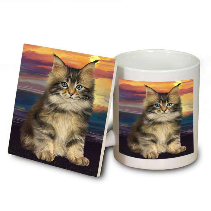 Maine Coon Cat Mug and Coaster Set MUC51753