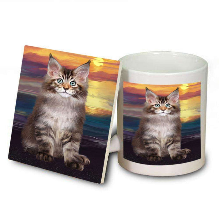 Maine Coon Cat Mug and Coaster Set MUC51754