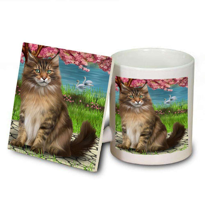 Maine Coon Cat Mug and Coaster Set MUC51756
