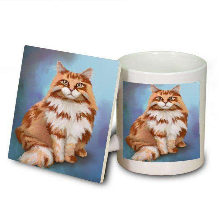 Maine Coon Cat Mug and Coaster Set