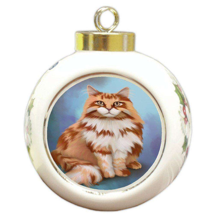 Maine Coon Cat Round Ceramic Ball Christmas Ornament