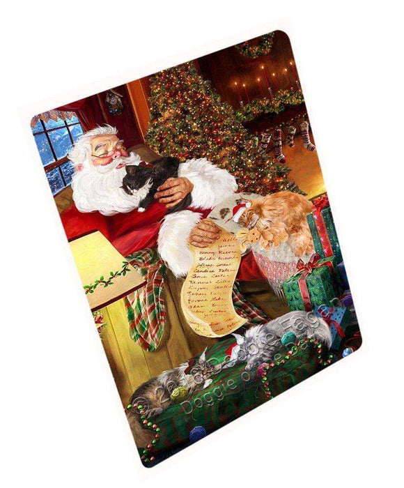 Maine Coon Cats and Kittens Sleeping with Santa Tempered Cutting Board