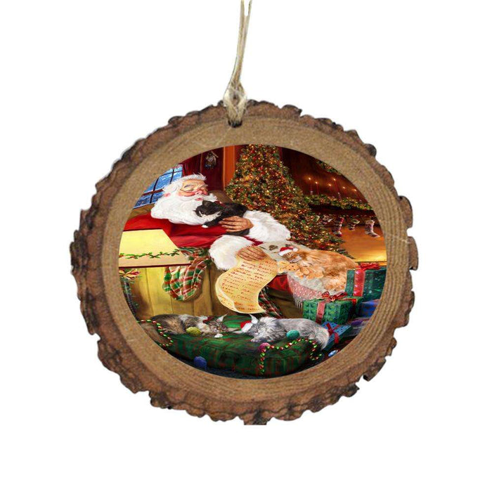 Maine Coon Cats and Kittens Sleeping with Santa Wooden Christmas Ornament WOR49295