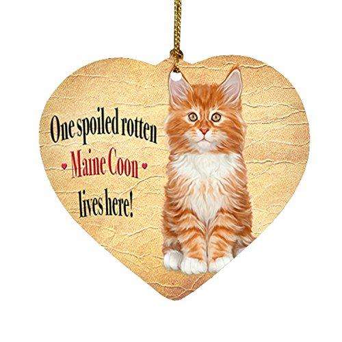 Maine Coon Spoiled Rotten Cat Heart Christmas Ornament