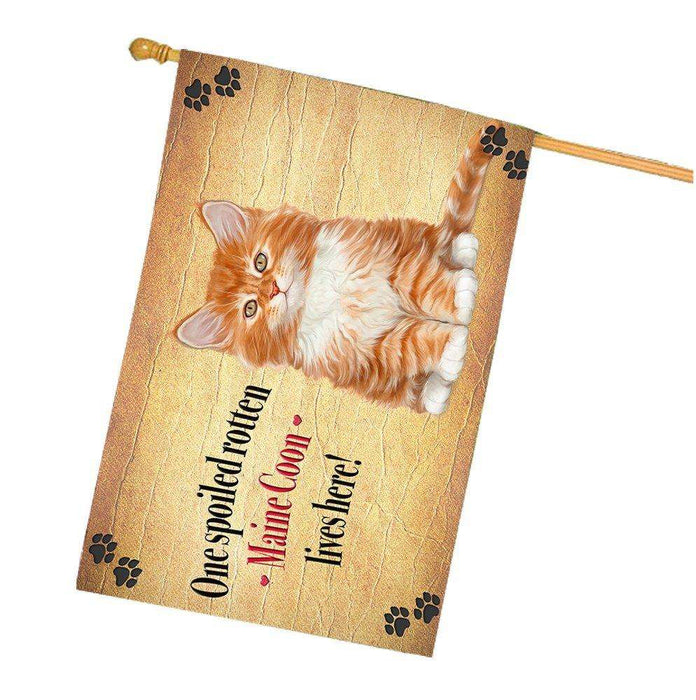 Maine Coon Spoiled Rotten Cat House Flag