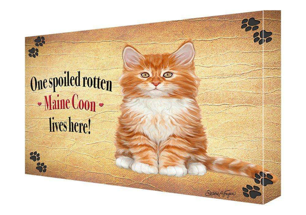 Maine Coon Spoiled Rotten Cat Painting Printed on Canvas Wall Art Signed