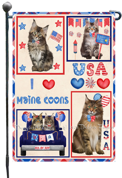 4th of July Independence Day I Love USA Maine Coon Cats Garden Flag GFLG66915