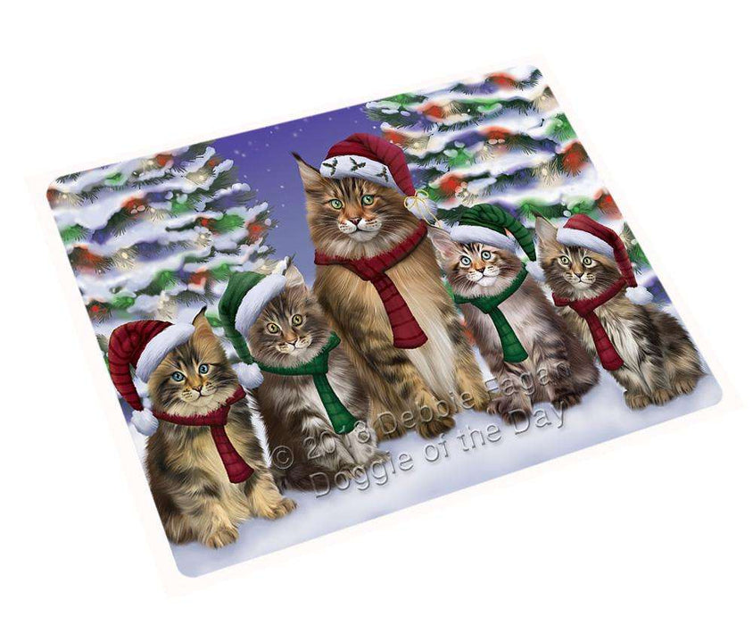 Maine Coons Cat Christmas Family Portrait in Holiday Scenic Background Large Refrigerator / Dishwasher Magnet RMAG76488