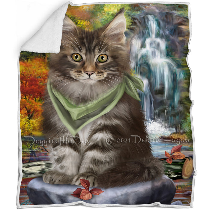 Scenic Waterfall Maine Coon Cat Blanket BLNKT83991