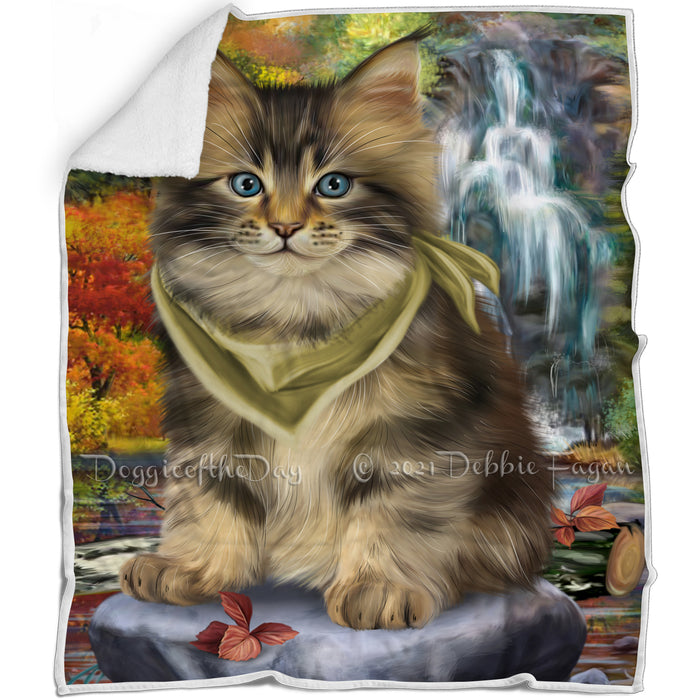 Scenic Waterfall Maine Coon Cat Blanket BLNKT84000
