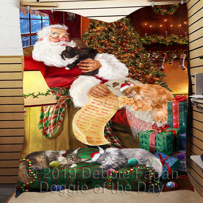 Santa Sleeping with Maine Coon Cats Quilt