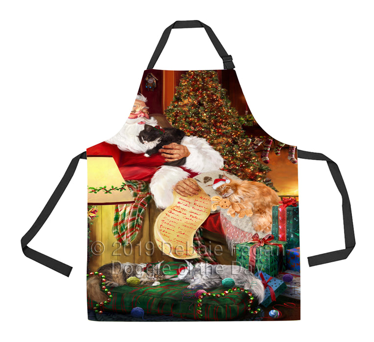Santa Sleeping with Maine Coon Cats Apron