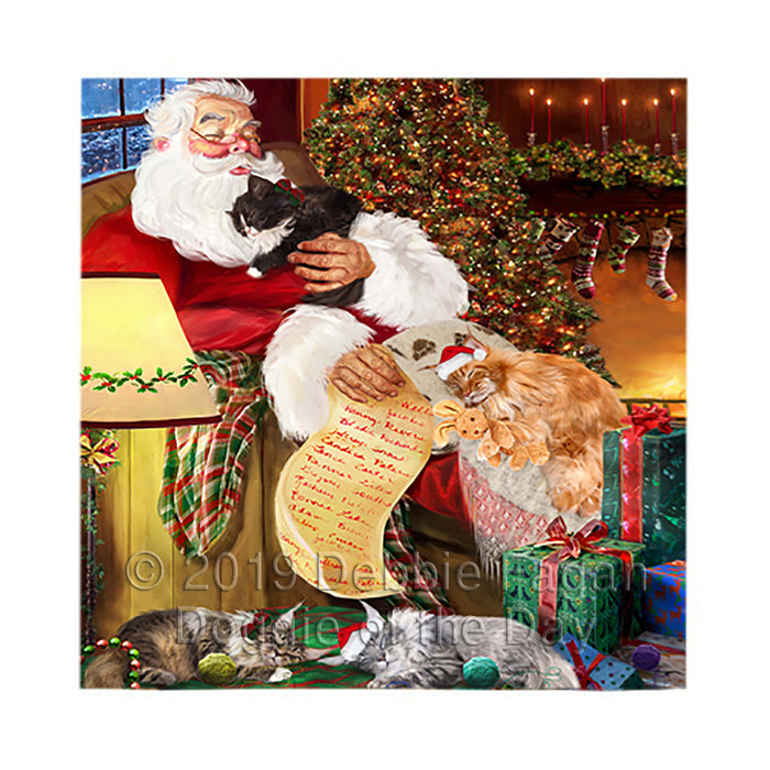 Santa Sleeping with Maine Coon Cats Square Towel 