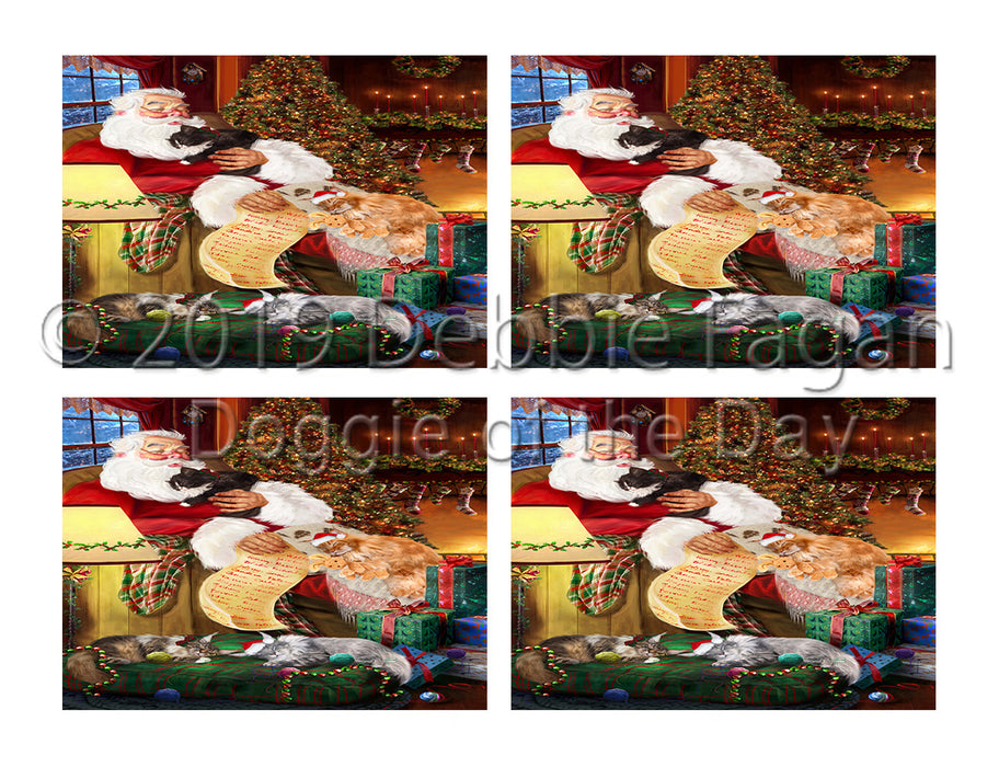 Santa Sleeping with Maine Coon Cats Placemat