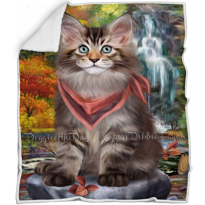 Scenic Waterfall Maine Coon Cat Blanket BLNKT84009