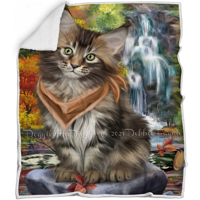 Scenic Waterfall Maine Coon Cat Blanket BLNKT84018