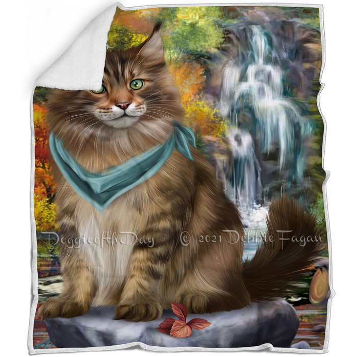 Scenic Waterfall Maine Coon Cat Blanket BLNKT84027
