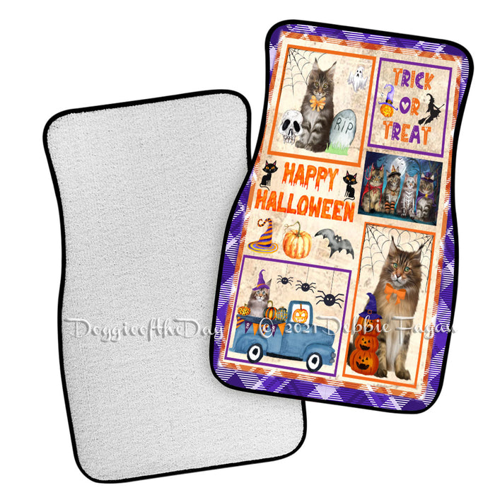 Happy Halloween Trick or Treat Maine Coon Cats Polyester Anti-Slip Vehicle Carpet Car Floor Mats CFM48916