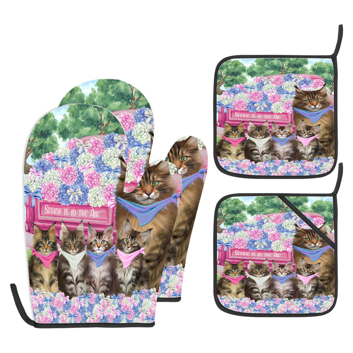 Maine Coon Oven Mitts and Pot Holder Set, Kitchen Gloves for Cooking with Potholders, Explore a Variety of Custom Designs, Personalized, Pet & Cat Gifts
