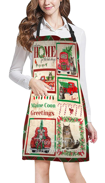 Welcome Home for Holidays Maine Coon Cats Apron Apron48425