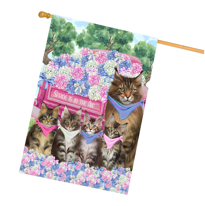 Maine Coon Cats House Flag: Explore a Variety of Personalized Designs, Double-Sided, Weather Resistant, Custom, Home Outside Yard Decor for Cat and Pet Lovers