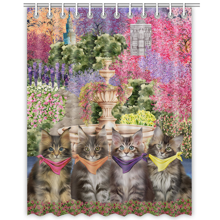 Maine Coon Shower Curtain: Explore a Variety of Designs, Bathtub Curtains for Bathroom Decor with Hooks, Custom, Personalized, Cat Gift for Pet Lovers