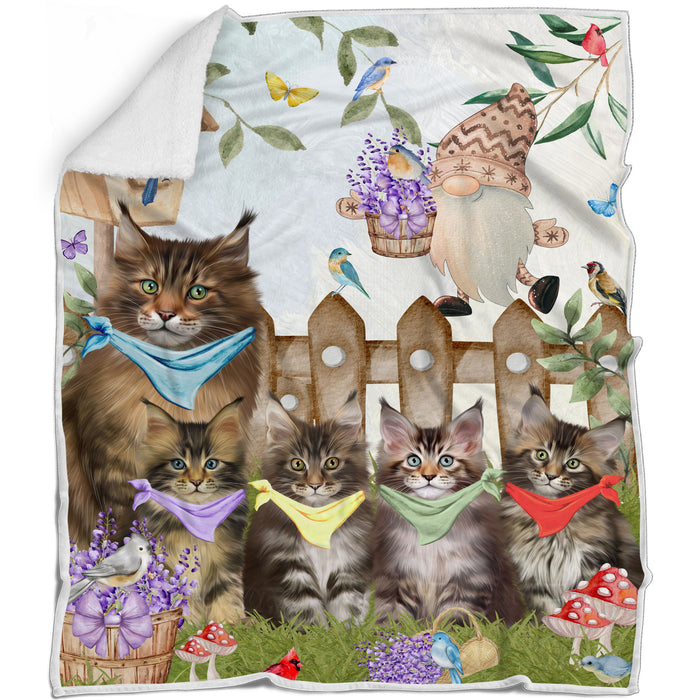 Maine Coon Bed Blanket, Explore a Variety of Designs, Personalized, Throw Sherpa, Fleece and Woven, Custom, Soft and Cozy, Cat Gift for Pet Lovers