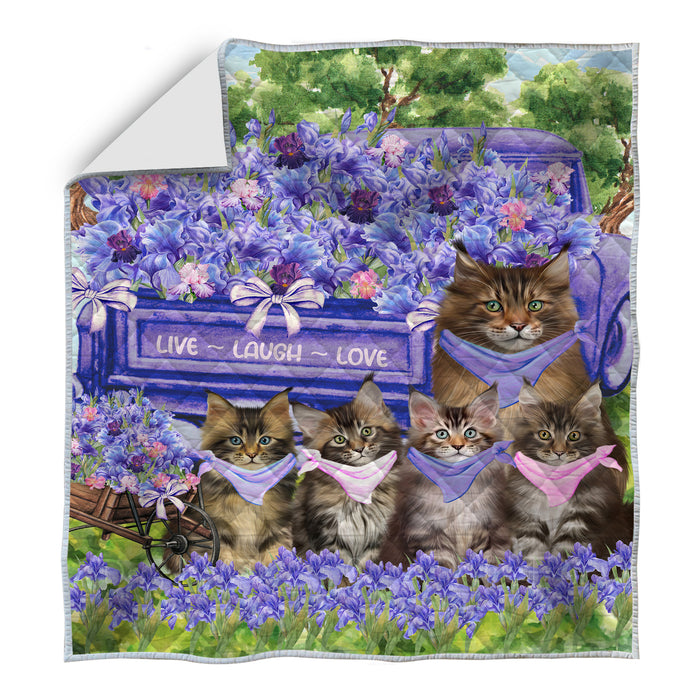 Maine Coon Quilt: Explore a Variety of Designs, Halloween Bedding Coverlet Quilted, Personalized, Custom, Cat Gift for Pet Lovers