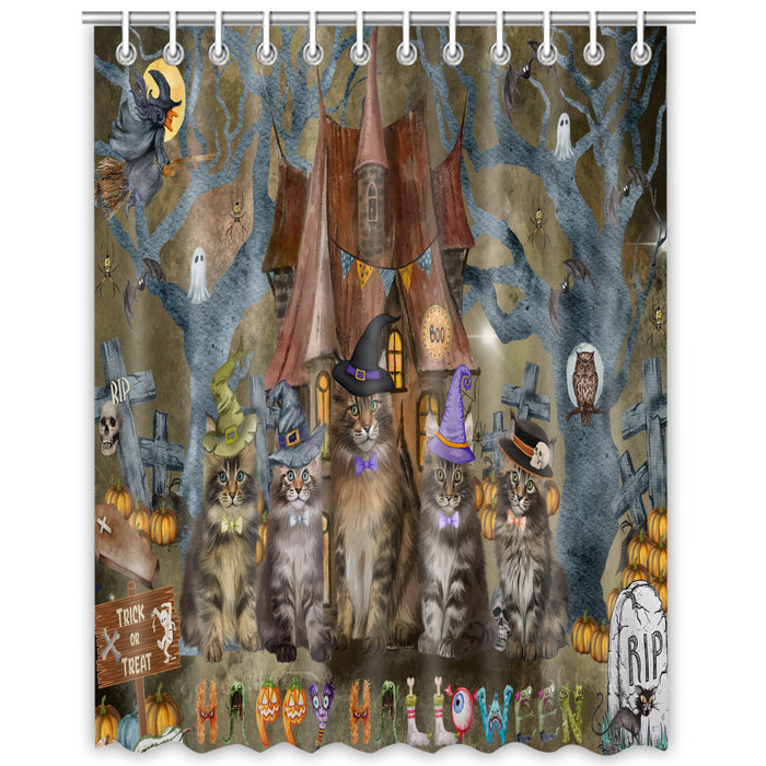 Maine Coon Shower Curtain, Personalized Bathtub Curtains for Bathroom Decor with Hooks, Explore a Variety of Designs, Custom, Pet Gift for Cat Lovers
