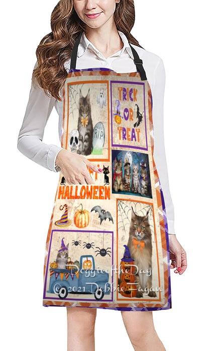 Happy Halloween Trick or Treat Maine Coon Cats Cooking Kitchen Adjustable Apron Apron49334