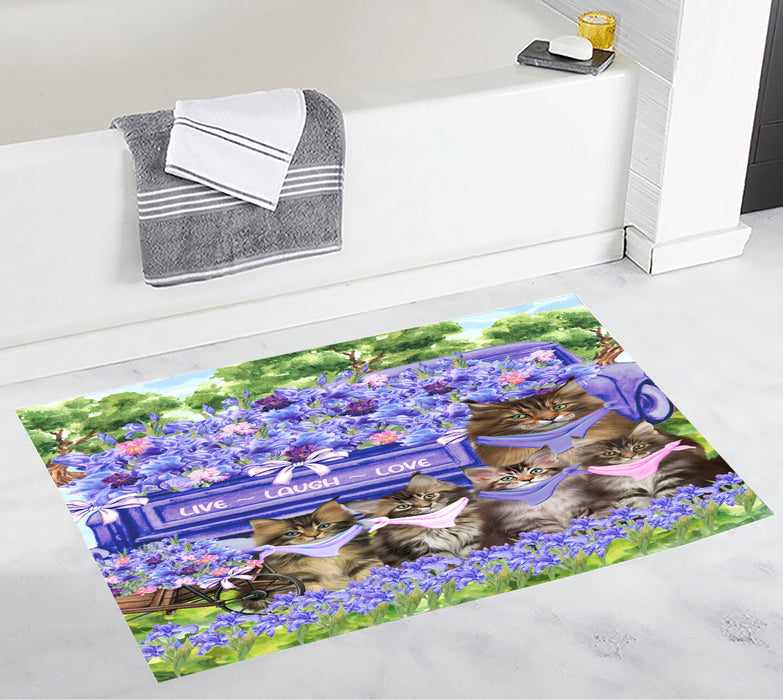 Maine Coon Bath Mat, Anti-Slip Bathroom Rug Mats, Explore a Variety of Designs, Custom, Personalized, Cat Gift for Pet Lovers
